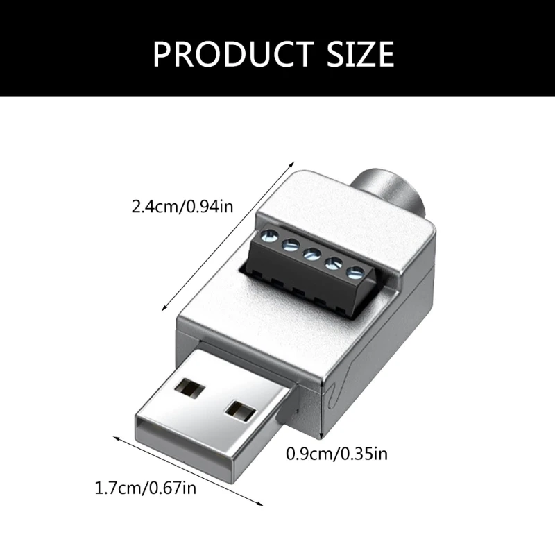 USB2.0 Lötfreier Adapter Metallgehäuse USB 2.0 Stecker Klemmenblock – Bild 3