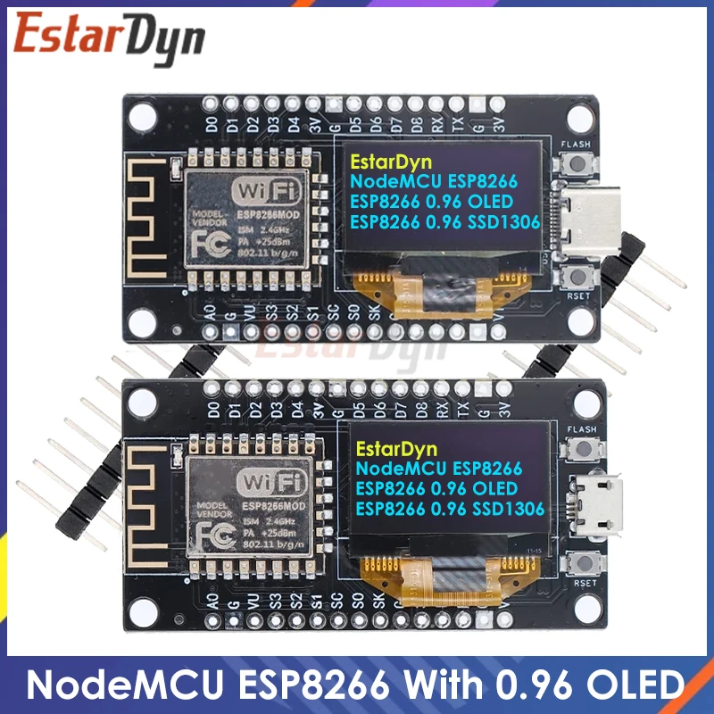 NodeMCU ESP8266 V3 Entwicklungsboard mit 0,96 Zoll OLED-Display CH340 ESP-12F WiFi-Modul TYPE-C USB