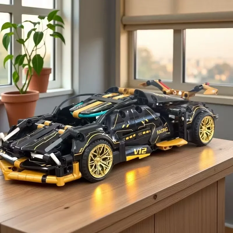 Rennwagen-Bauset für Kinder, STEM 1:18 Technologie Sportwagen-Sammlung Modell (500 Stück)