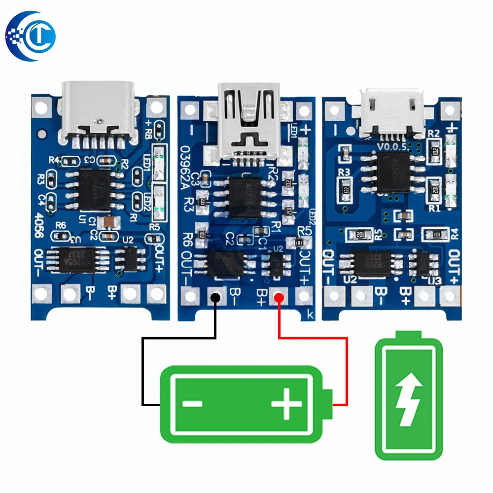 TP4056 5V 1A Micro USB Typ-C 18650 Lithium-Batterielademodul mit Lade – Bild 5