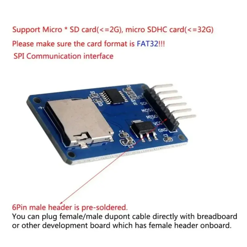 Micro-SD-Kartenmodul mit 40P Dupont-Kabeln für Arduino ESP32 Raspberry – Bild 2