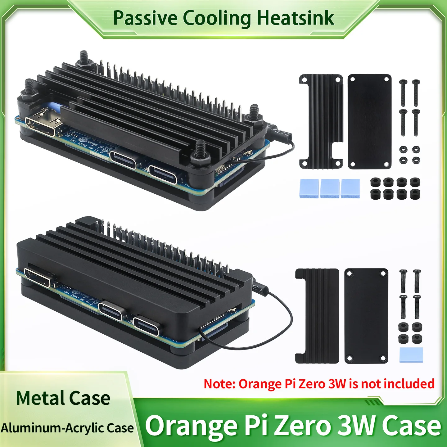 Orange Pi Zero 3W Gehäuse Vollaluminium / Aluminium-Acryl-Schutzhülle – Bild 2