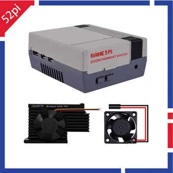 52 Pi Raspberry Pi 5 Game 5 Pi Gehäuse Verschluss Shell für Raspberry Pi 5 mit Armor Lite V5 Kühler