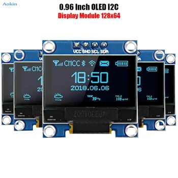 0,96 Zoll OLED-Anzeigemodul 128 x 64 SSD1306 leuchtende I2C-OLED-Anzeigetafel kompatibel mit Arduino (5 Stück)