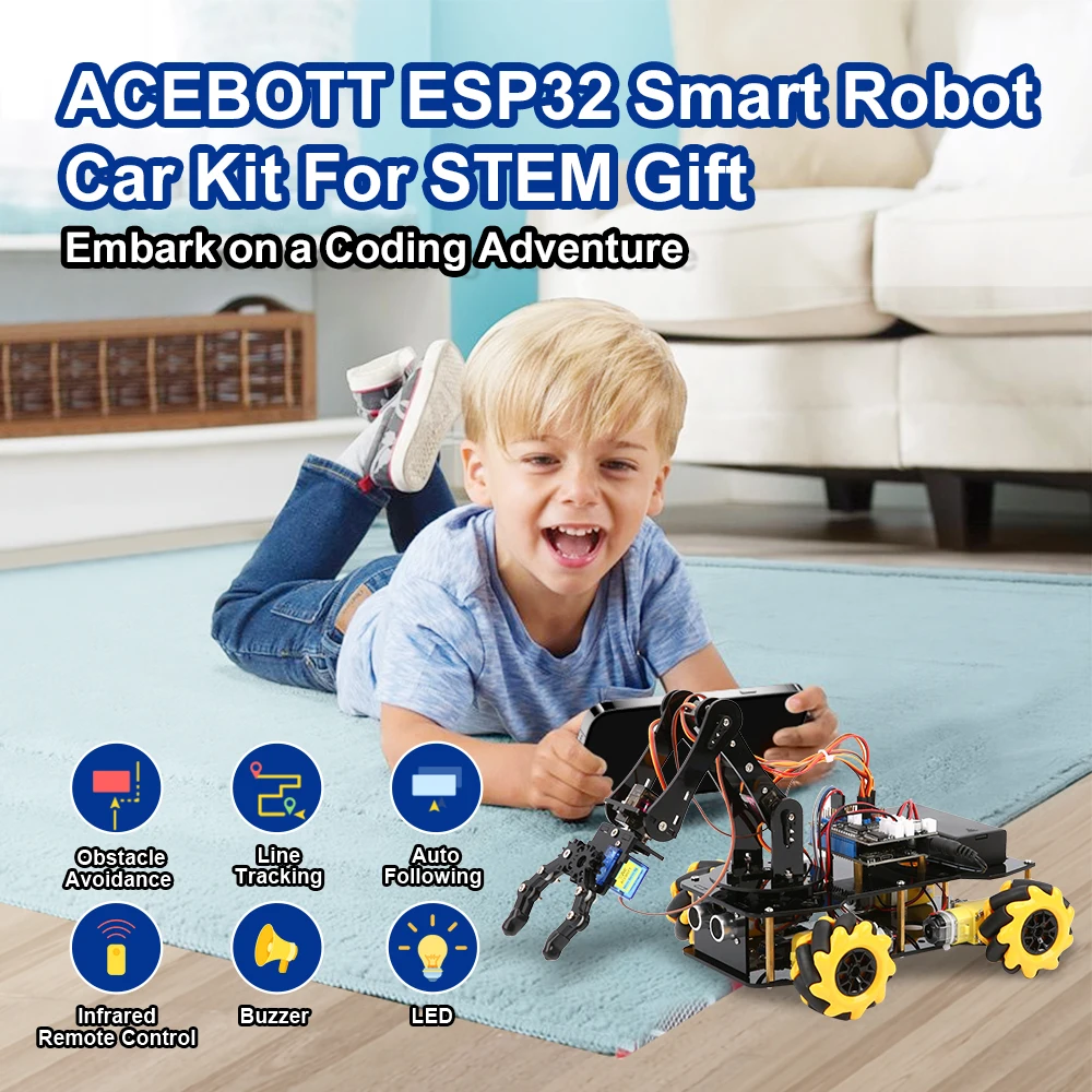 ACEBOTT 5 DOF Smart Robot Arm Car Kit und 4 DOF ESP32 programmierbarer – Bild 6