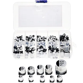 10 Werte SMD 0,47 bis 470 uF 16 V 25 V 35 V 50 V Elektrolytkondensator-Sortiment-Set (145 Stück)