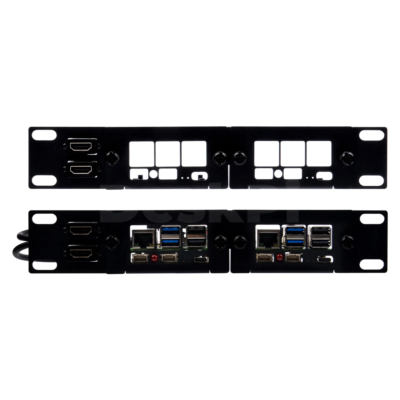DeskPi Rackmate 10-Zoll 1U Rack-Gehäuse mit 2 PCIE NVME Boards für Raspberry Pi 5, Unterstützt M.2 NVMe SSDs