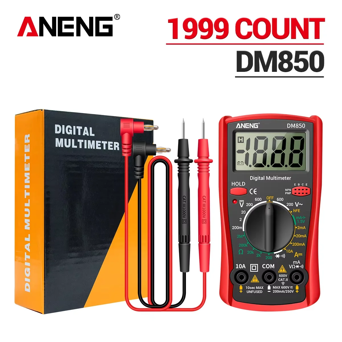 Intelligentes Digitales Multimeter Automatisch 1999 Messungen AC/DC Strom Spannung Handgerät ANENG DM850