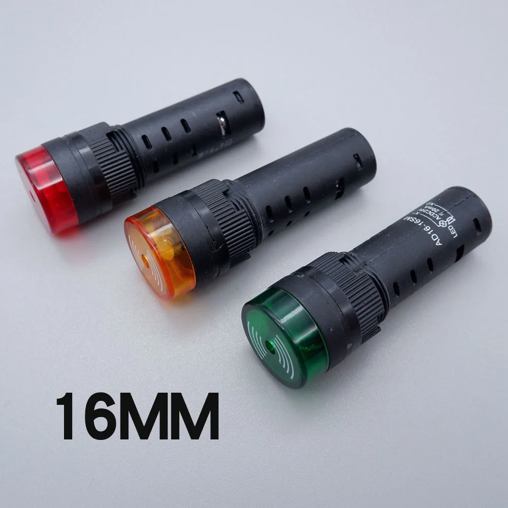 Summer 16mm Strobe Summer Alarm Kontroll leuchte Sound gelb rot grün Warn licht Panel Installation 12V 220V