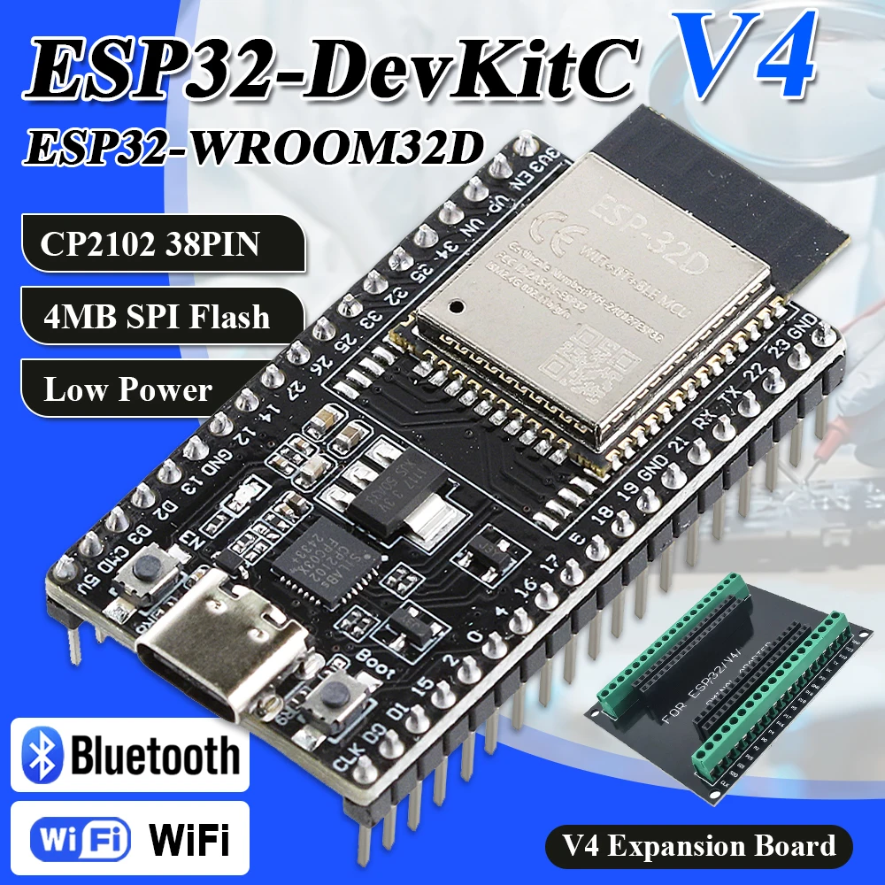 ESP32-Entwicklungsplatine mit GPIO-Erweiterungsplatinen-Kit ESP32-32D BT WLAN-Modul 38PIN CP2102 ESP32-DevKitC