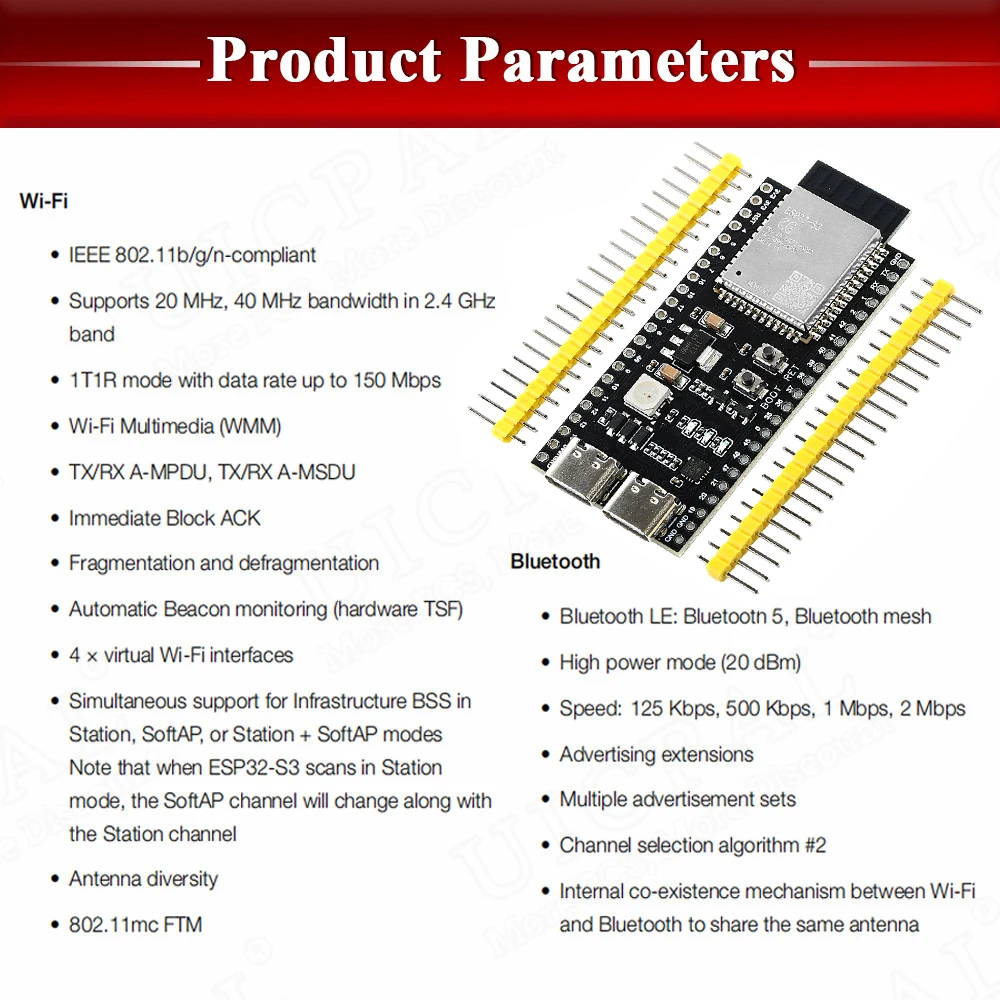 ESP32-S3 WLAN-BT-Modul Entwicklungsboard für Arduino IDE ESP32-S3 – Bild 4