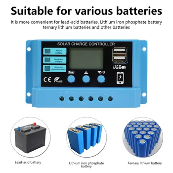 PWM Solar Laderegler12V 14V 10A/20A/30A Solar Controller Solar Panel Batterie Regler LCD Display Dual USB 5V