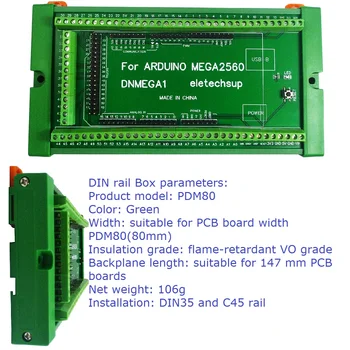 Arduino MEGA2560 R3 Atmega2560 Dev Baord DIN-Schienenmontage Schraubklemmenblock-Adaptermodul