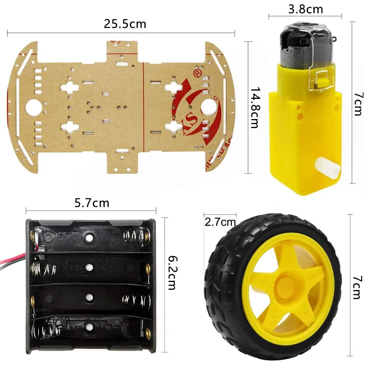 4WD 2-lagiges Smart Robot Car Chassis Kit mit Speed Encoder Batterie – Bild 3