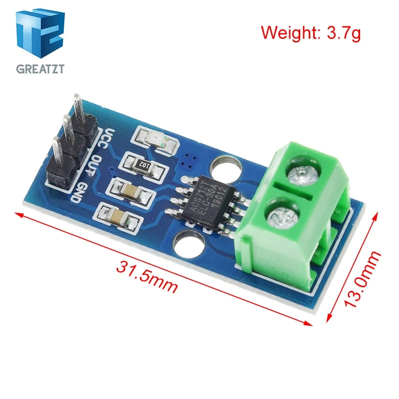 GREATZT 1/2/5PCS ACS712 5A 20A 30A Range Hall Strom Sensor Modul – Bild 2