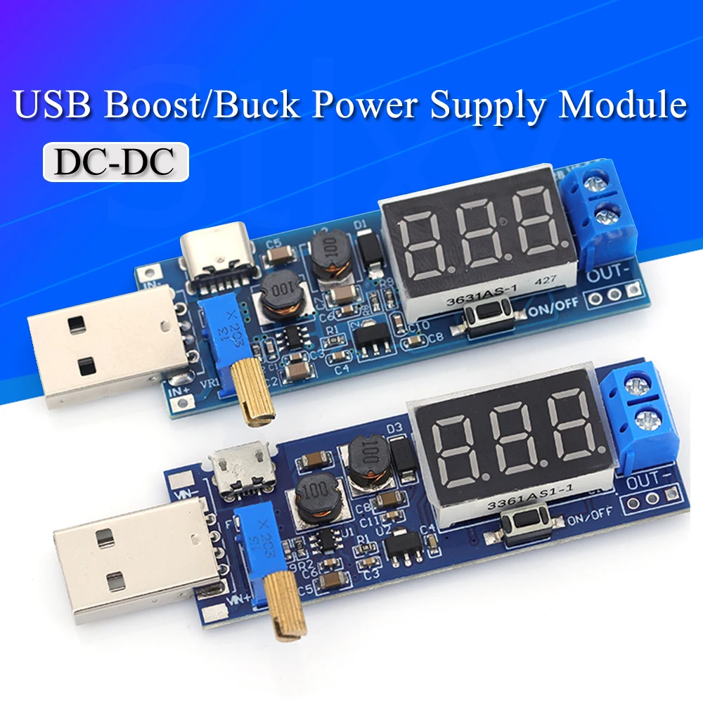 DC-DC 5V bis 3,5V / 12V USB Step UP / Down Netzteilmodul Einstellbarer Boost Buck Converter Out DC 1,2V-24V