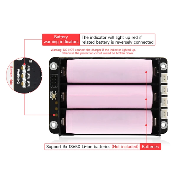 Raspberry Pi 5 USV HAT unterstützt 18650 Li-Batterie, 5 V – Bild 4