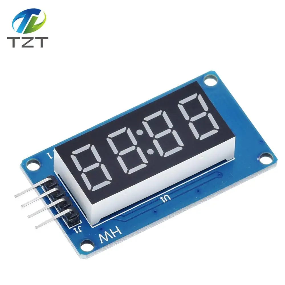 TZT TM1637 LED-Anzeigemodul für Arduino 7-Segment 4-Bit 0,36 Zoll Uhr Rot Anode Digital Tube