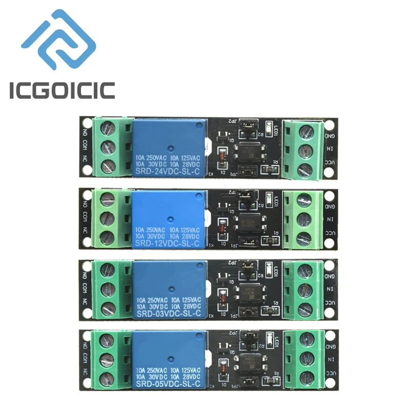 3V/5V/12V/24V 1-Kanal-Relaismodul mit optischer Isolierung - 10A 250V AC/30V DC, Dual Power, Arduino/Raspberry