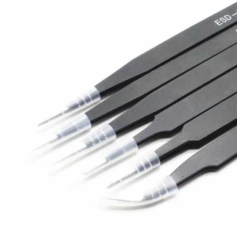 Pinzetten-Set aus rostfreiem ESD-Edelstahl, professionelle (6 Stück) – Bild 2