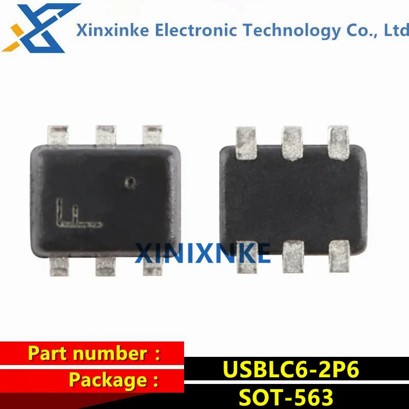 USBLC6-2P6 SOT-563 Markierung: F USB 2.0 Hochgeschwindigkeits-Schnittstellen-ESD-Schutz-Chip (100 Stück)