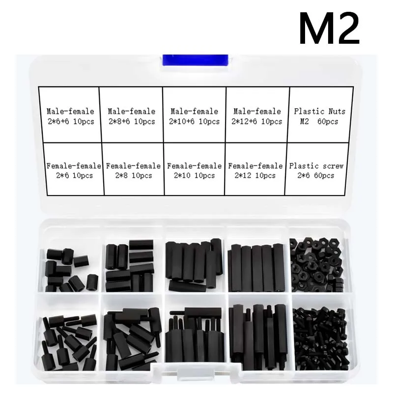 M2 M2.5 M3 M4 Nylon PCB Abstandshalter-Set - 200 Stück Kunststoff Isolierte Sechskant-Abstandshalter