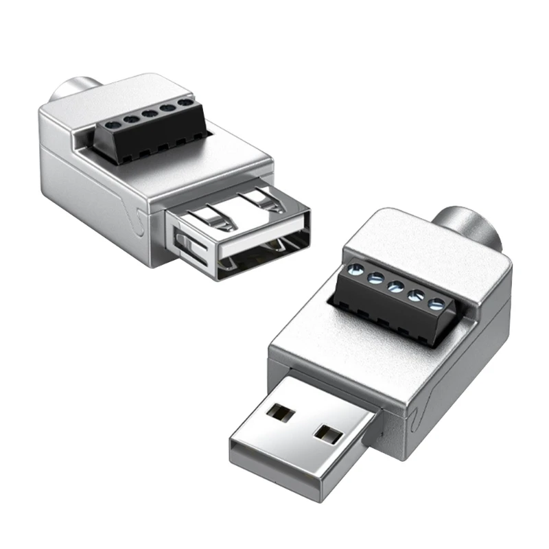 USB2.0 Lötfreier Adapter Metallgehäuse USB 2.0 Stecker Klemmenblock – Bild 5