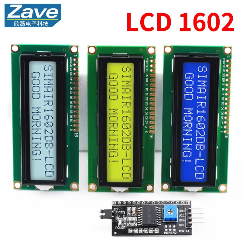 LCD1602 1602A LCD-Anzeigemodul 16x2 Zeichen Blau Gelb Grün Grau Bildschirm PCF8574 I2C IIC Schnittstelle 5V