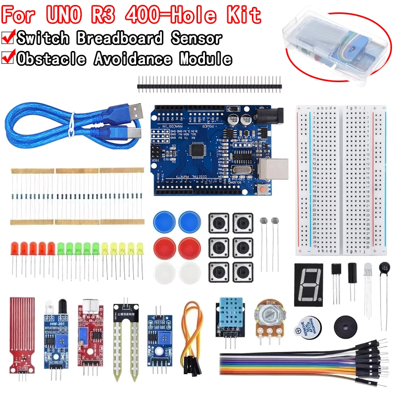 Basic Starter Kit für Arduino Uno Set R3 DIY Kit - R3 Board/Breadboard + Einzelhandelsverpackung