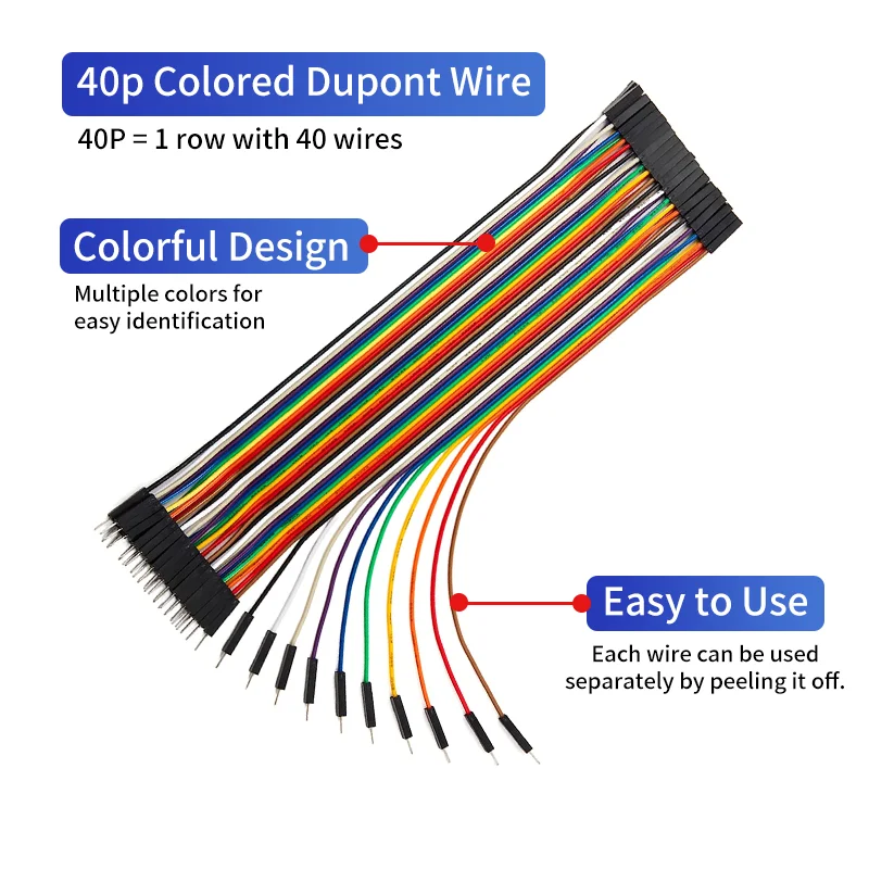 40-Pin Dupont Jumper-Kabel 10/20/30/40CM Flachbandkabel M-M M-F F-F – Bild 2