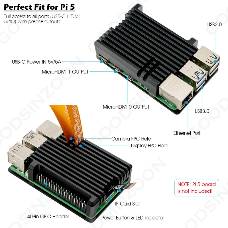 Raspberry Pi 5 Aluminium-Panzergehäuse - passive Kühlkörperhülle – Bild 2