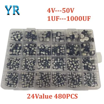 24 Wert smd Aluminium Elektrolyt kondensatoren 1uf-1000uf 4V-50V Sortiment Kit (480 Stück)
