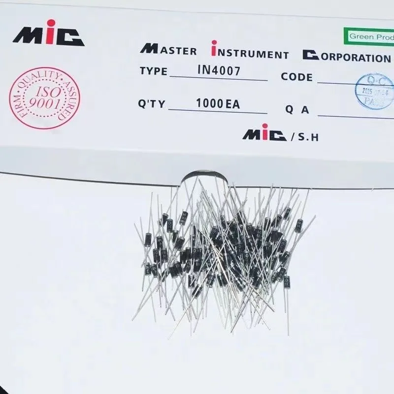 1N4007 Schottky-Gleichrichterdiode IN4007 1A 1200 V DIP DO-41 für Elektronikreparaturen (100 Stück)