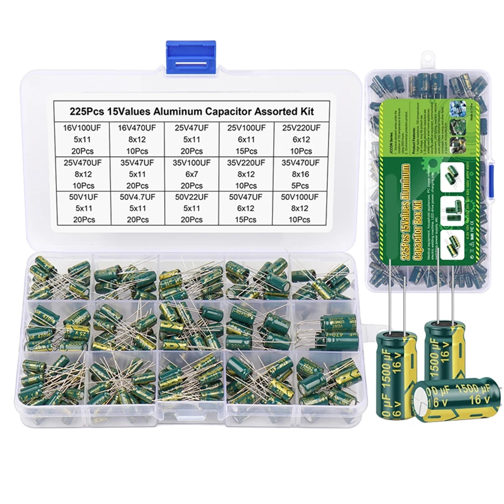 15/24/36 Werte 225/460/925 Stück Aluminium-Elektrolytkondensatoren 16 V-50 V