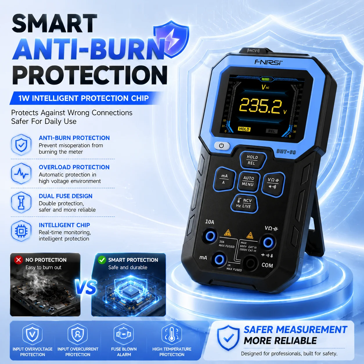 FNIRSI DMT-99 Smart Digital Multimeter 100000 Anzeigen True RMS – Bild 2