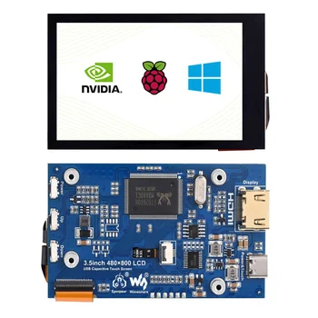Himbeer Pi 4 Modell B 3,5 Zoll HDMI LCD IP-Display 3,5 Zoll kapazitiven Touchscreen 480 × 800 für Jetson