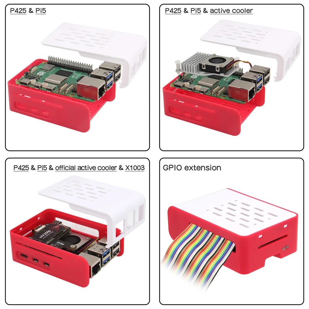 Raspberry Pi 5 Abs Fall Unterstützung aktiven Kühler & x1003 PCIE – Bild 4
