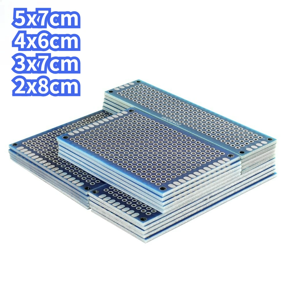 PCB Kit Board Prototyp Breadboard Doppelseitige Leiterplatten Blau 2x8 3x7 4x6 5x7cm Universal PCB (20 Stück)