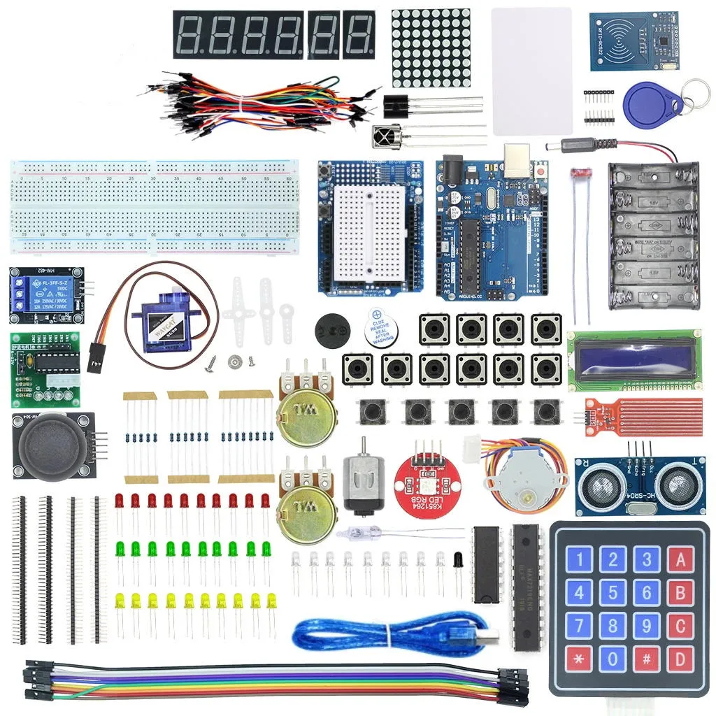 Starter-Kit für Arduino Uno R3 - Uno R3 Steckbrett und Halter Schrittmotor / Servo /1602 LCD