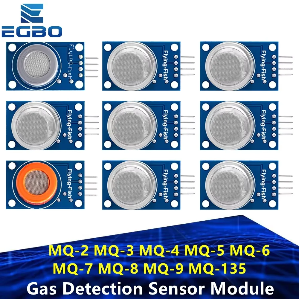 Gaserkennungssensormodul MQ-2 MQ-3 MQ-4 MQ-5 MQ-6 MQ-7 MQ-8 MQ-9 MQ-135 Sensormodul Gassensor Starterkit