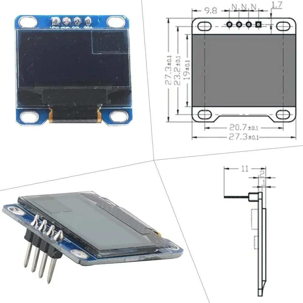 0,96" OLED Display 128x64 I2C SSD1306 Blau/Gelb LCD Display Modul – Bild 3