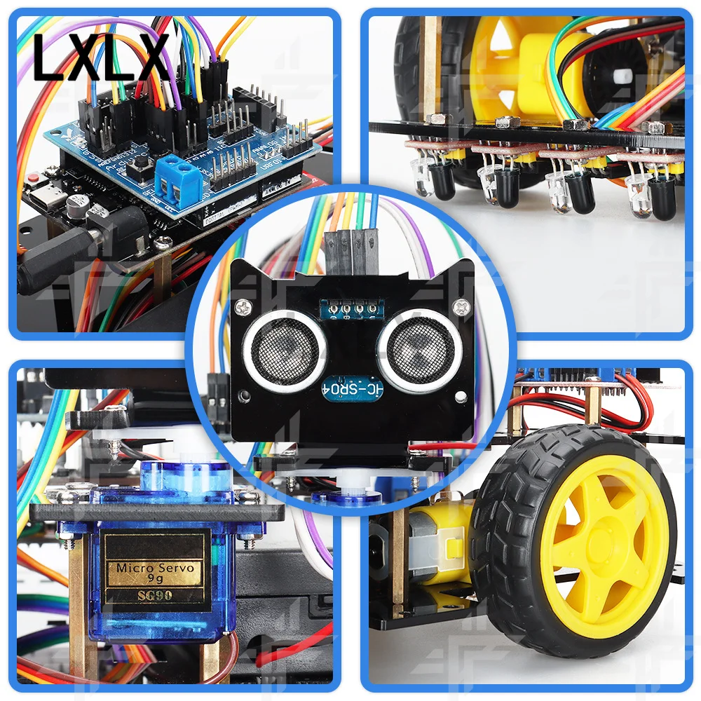 UNO R3 4WD Smart Robot Car Kit mit Ultraschall, Line Tracking – Bild 5