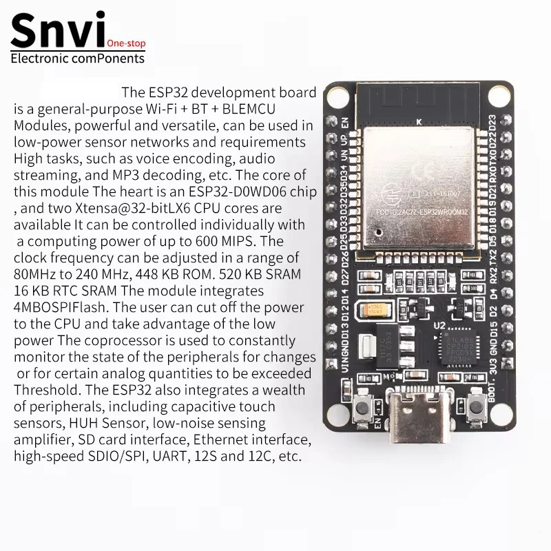 ESP32 Entwicklungsboard WiFi Bluetooth Modul Typ-C/Micro USB CH340C – Bild 3
