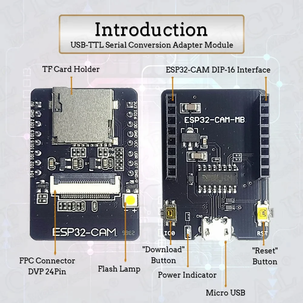 Esp32 cam mit ov2640 kamera modul kit 8mb psram 2,4g wifi 3dbi antenne – Bild 2