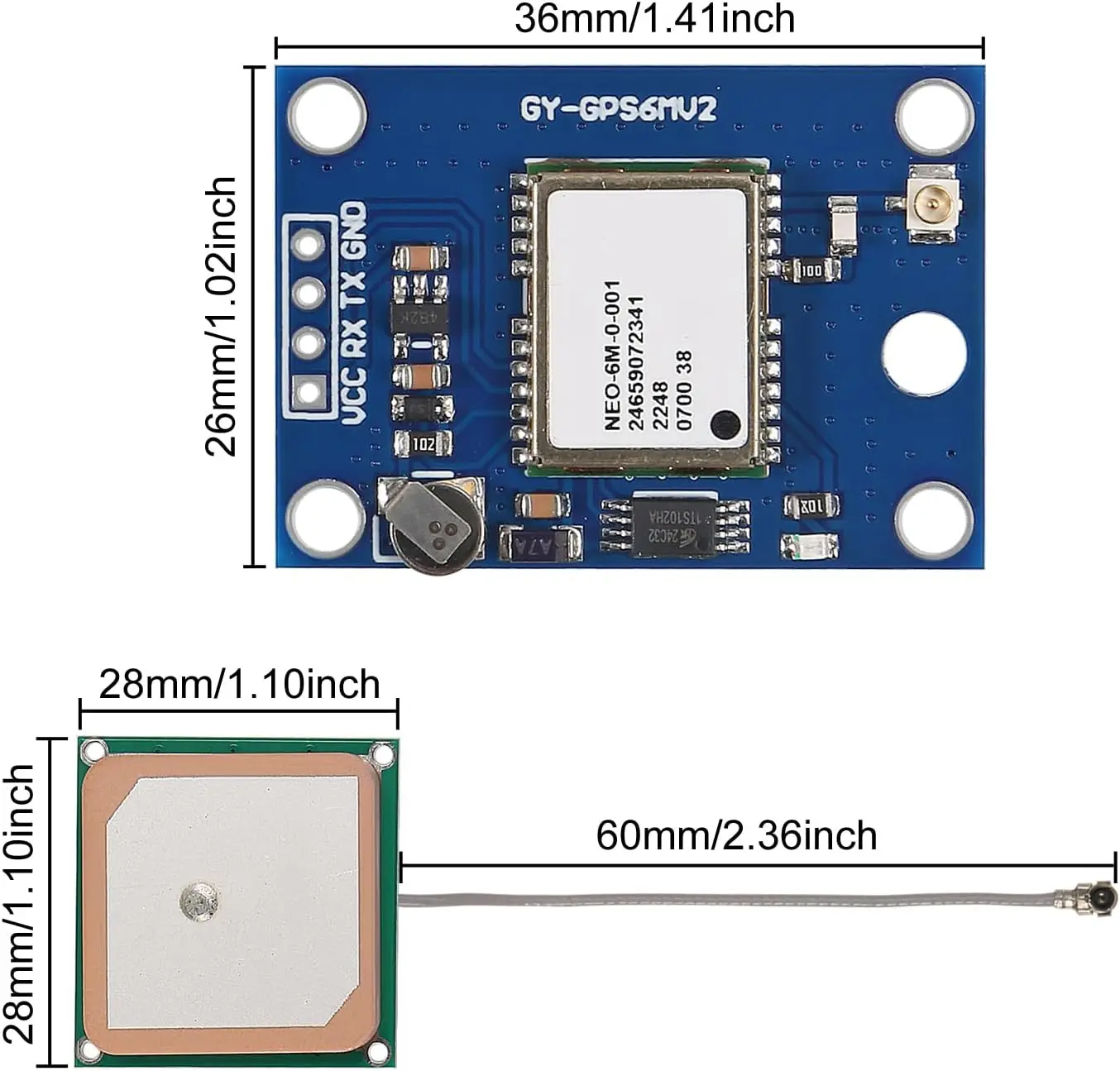 GY-NEO6MV2 Neues NEO-6M GPS-Modul NEO6MV2 mit Flugsteuerungs-EEPROM – Bild 6