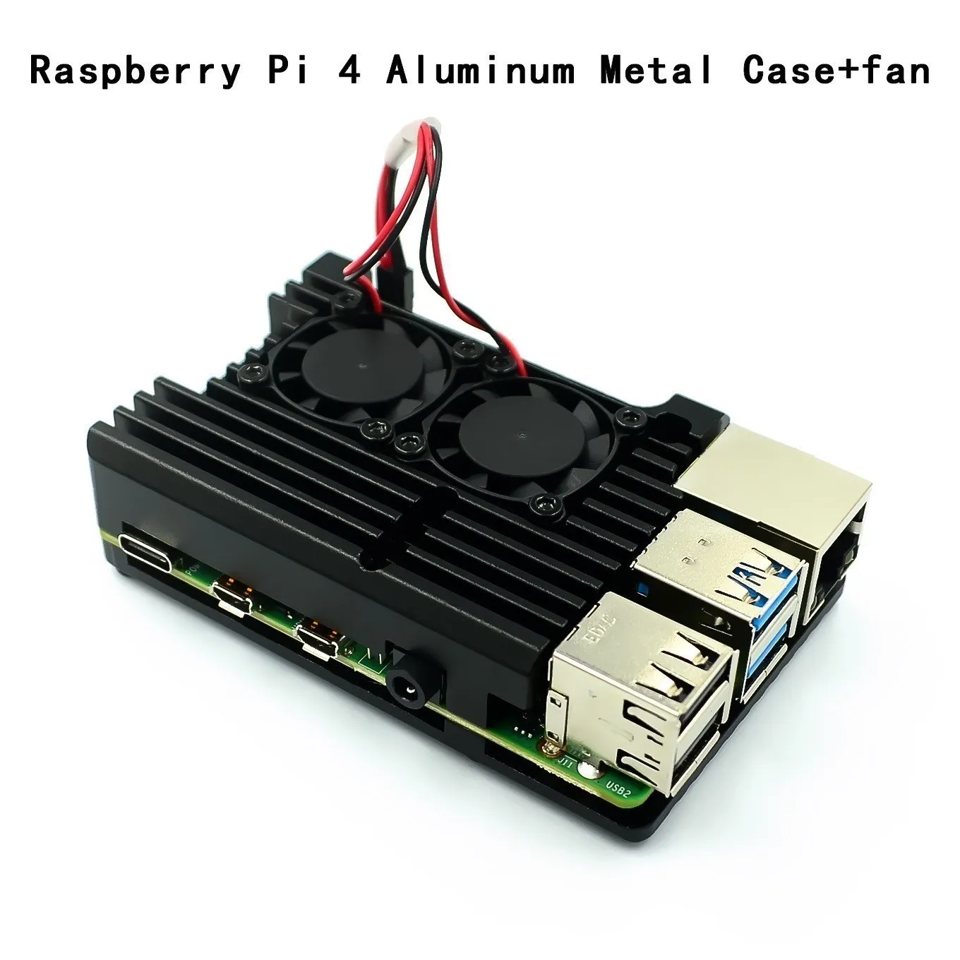 Raspberry Pi 4/3 Aluminium Fall mit Dual Lüfter Metall Shell Schwarz – Bild 2
