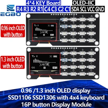 ~5PCS 0,96 /1,3 Zoll OLED-Display SSD1106 SSD1315 mit 4x4-Tastatur 16P-Tasten-Displaymodul Bildschirmmodul