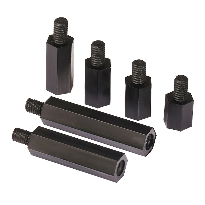 M2 M2.5 M3 M4 Nylon-Abstandshalter Schwarz Sechskant Stecker – Bild 3