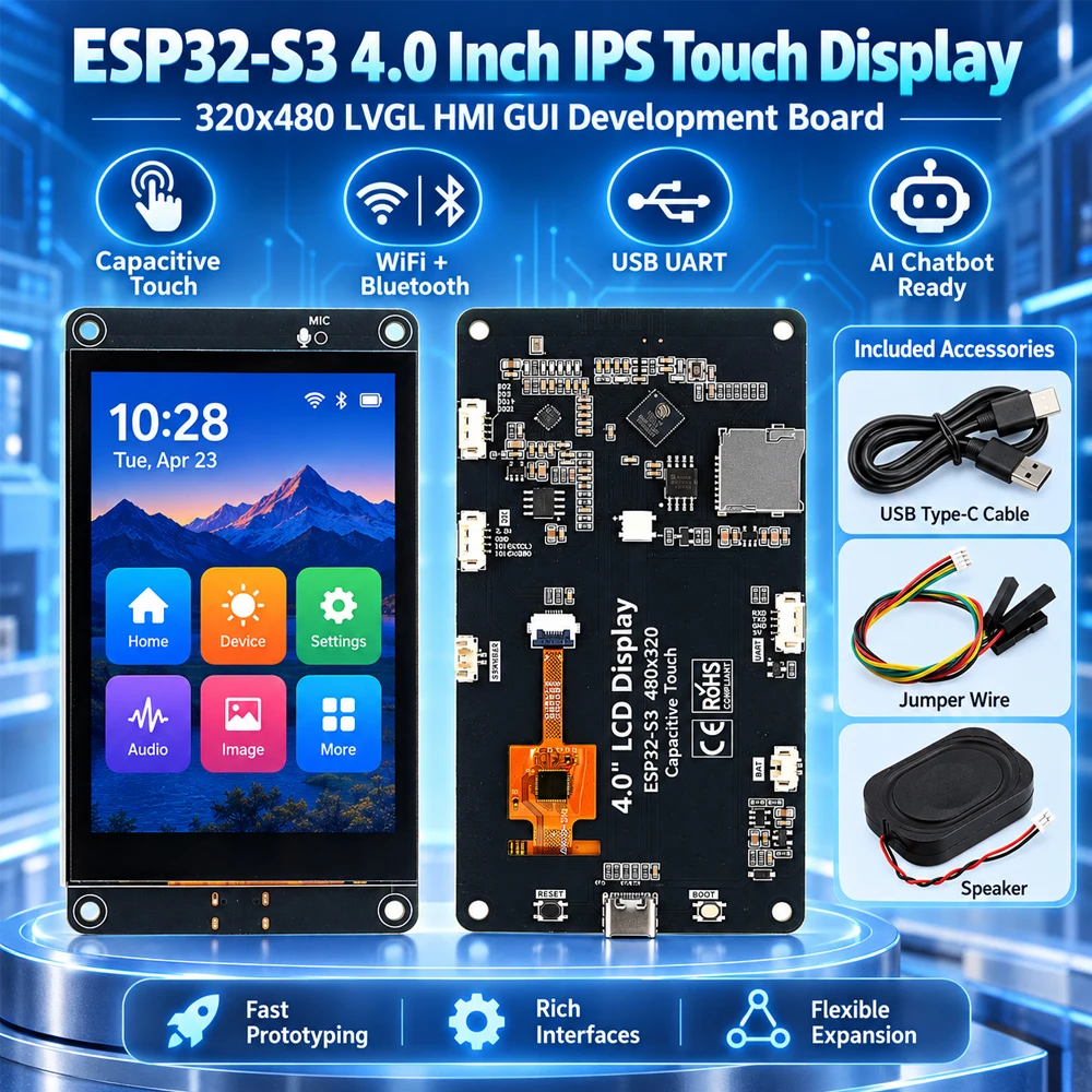 ESP32 S3 4,0 Zoll IPS Kapazitiver Touchscreen 320x480 240MHz WiFi Bluetooth LVGL HMI GUI UART AI Chatbot