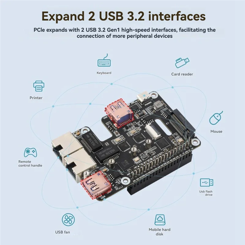AAAEL-Für Raspberry Pi 5 Erweiterungskarte Pcie zu M.2 USB ETH HAT+ – Bild 5